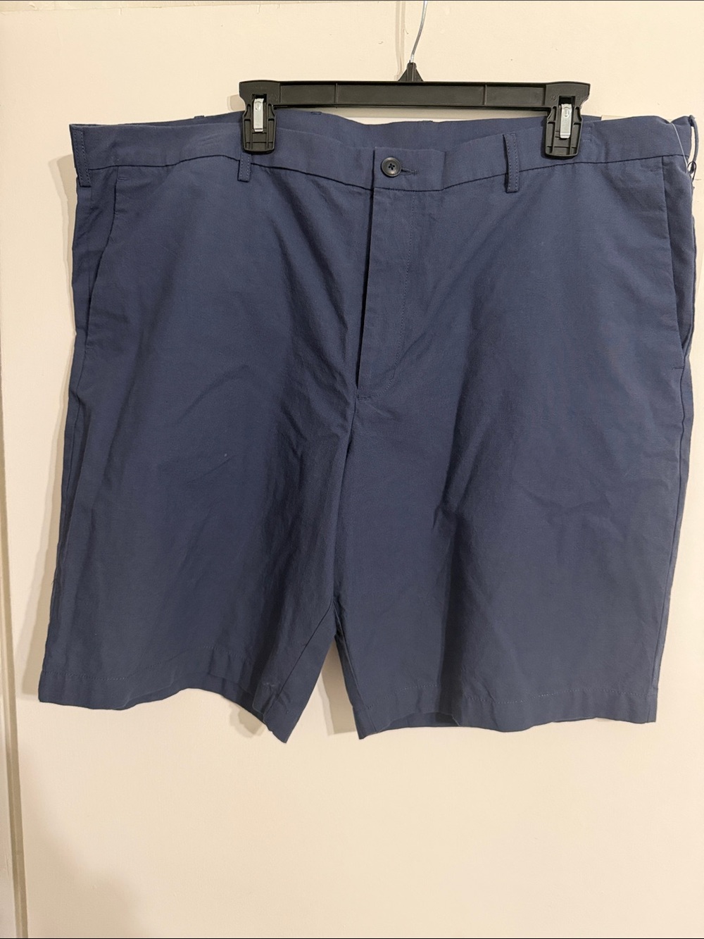 Perry Ellis Navy Flat-Front Cotton Blend Shorts